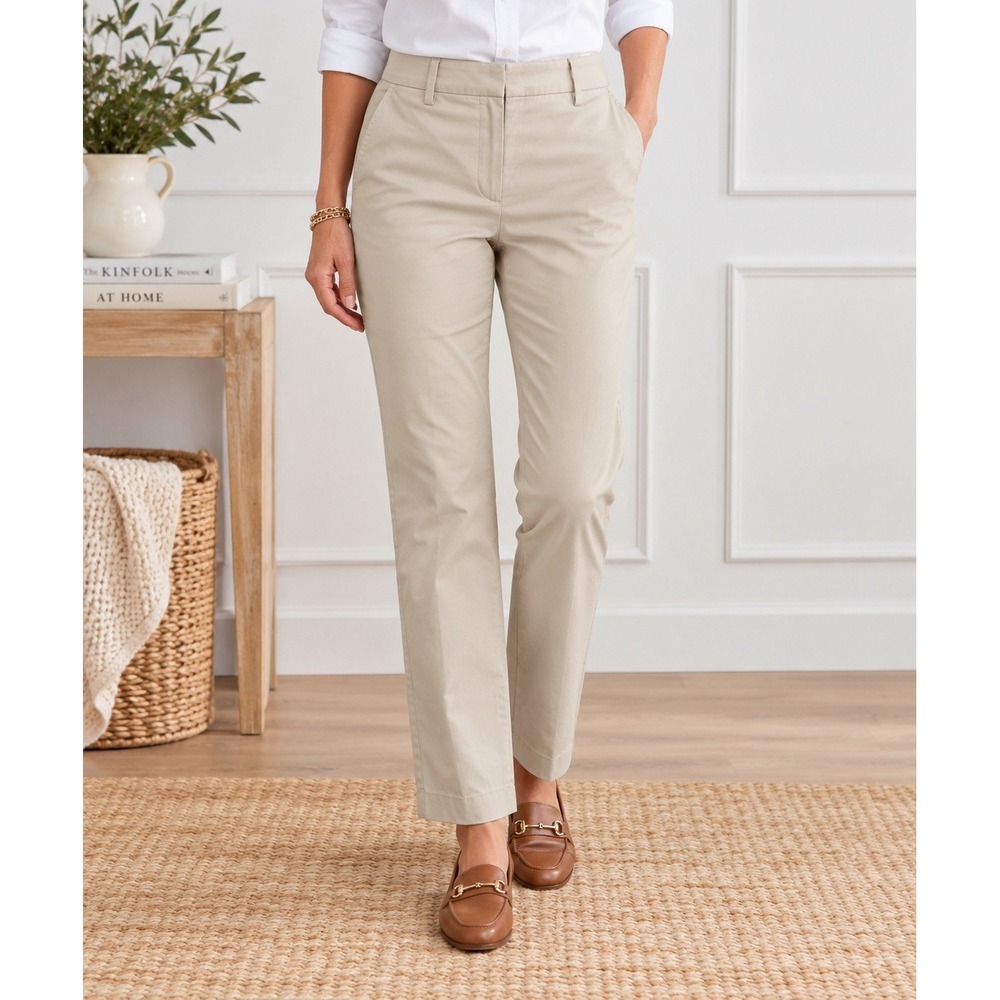 Talbots Heritage Chino Pants Womens 6P Petite Khaki Beige Stretch Straight Leg